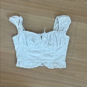 Hollister White Eyelet Crop Top